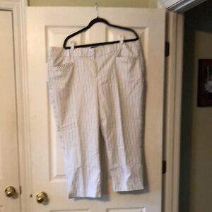 Lane Bryant “the Allie” crop cotton blend pants Sz 20 navy/wh stripe